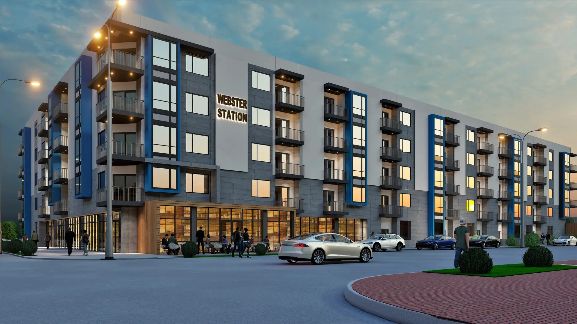 Finished architectural signage on multifamily property